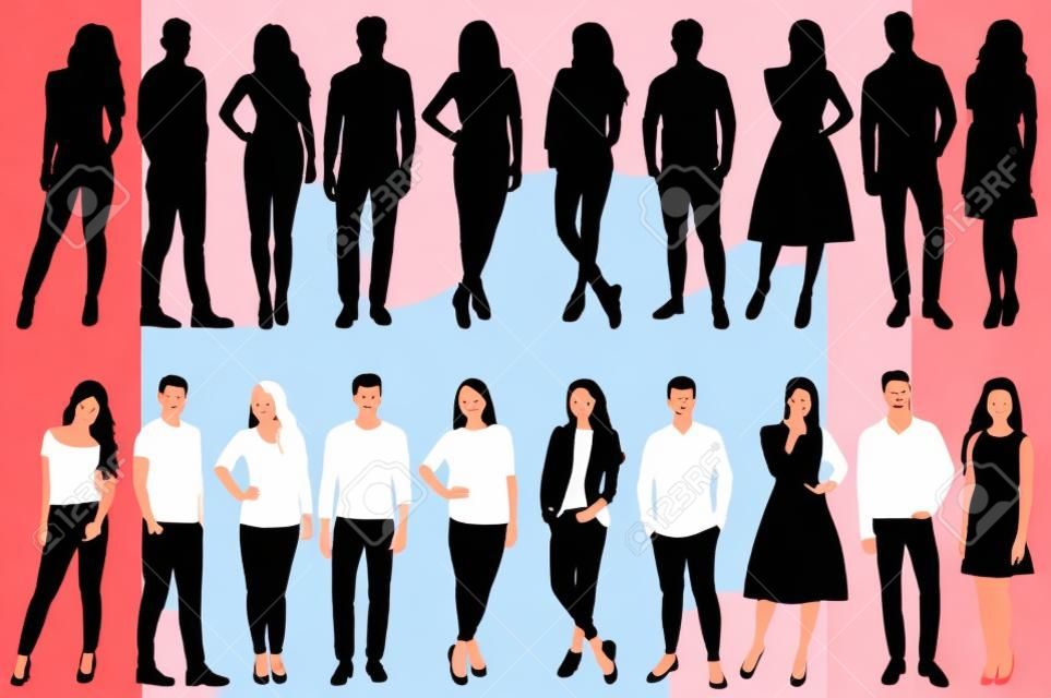 people in flat style, silhouette isolated, vector