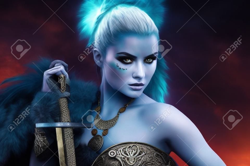 Warrior woman. Fantasy fashion idea. 