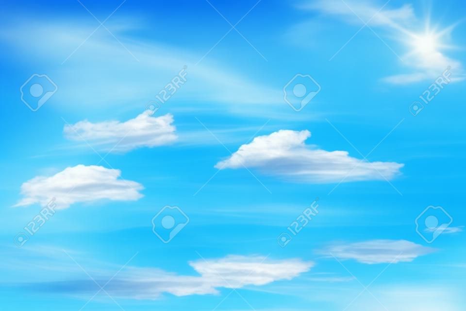 淡藍色的天空有雲，可以用作背景