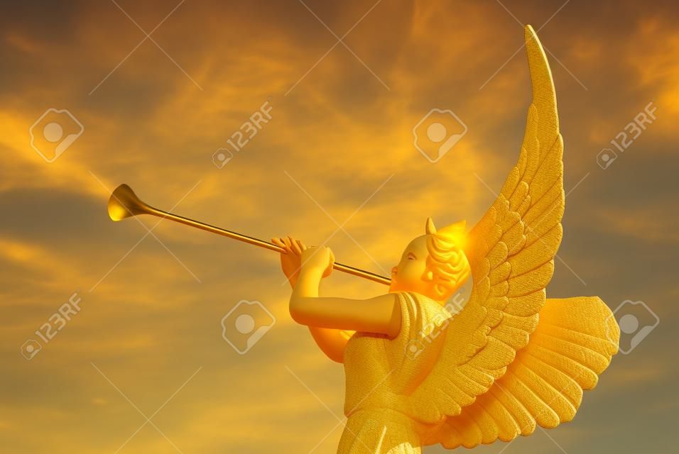 La estatua del ángel con trompeta de oro