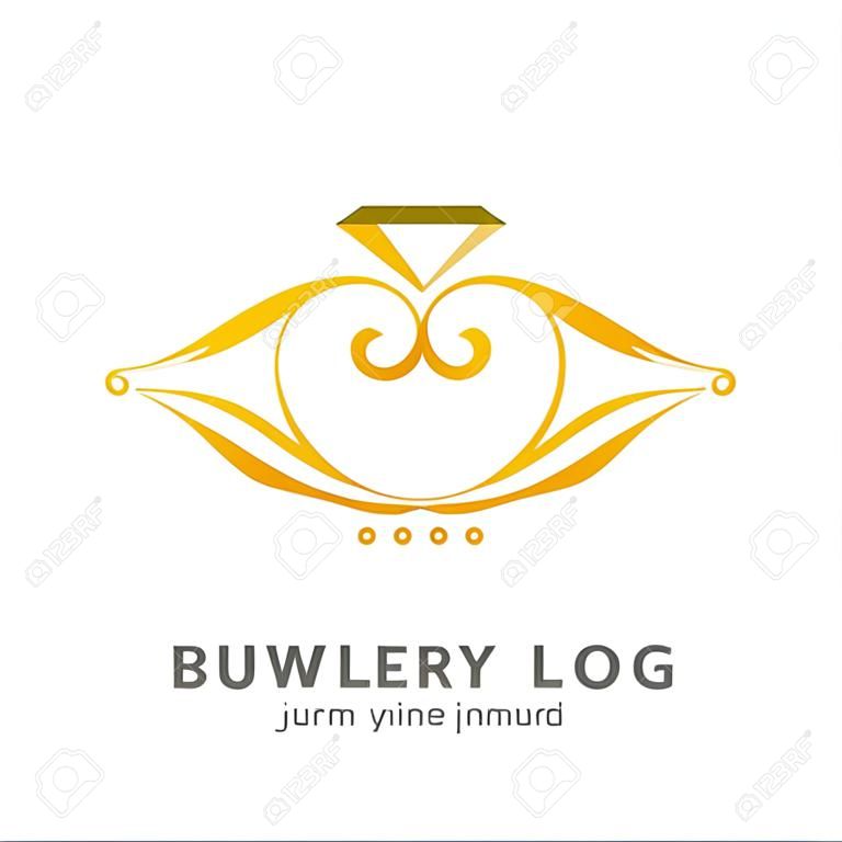 Projekt ilustracji logotypu luksusowej biżuterii biznesowej symbol wektora ikony sieci web pierścionek z brylantem