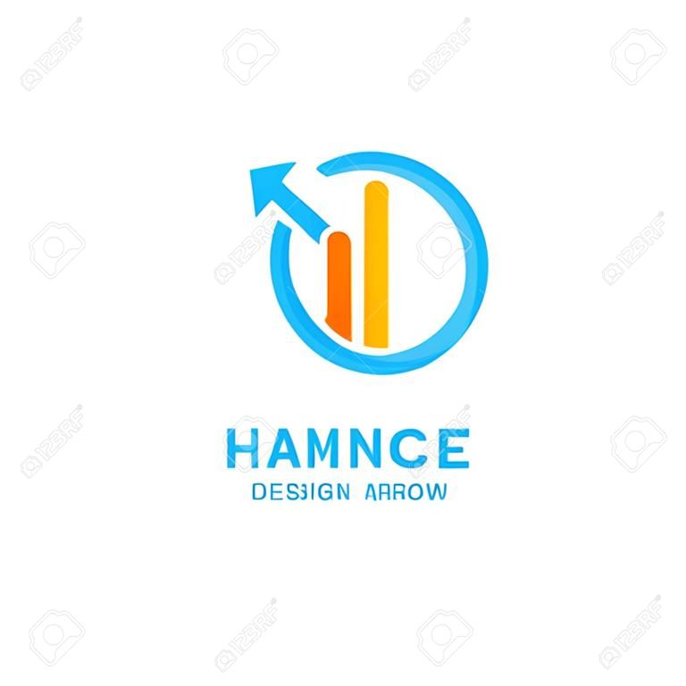Vector design logo hamer en pijl. Hof pictogram, advocaat abstract icoon