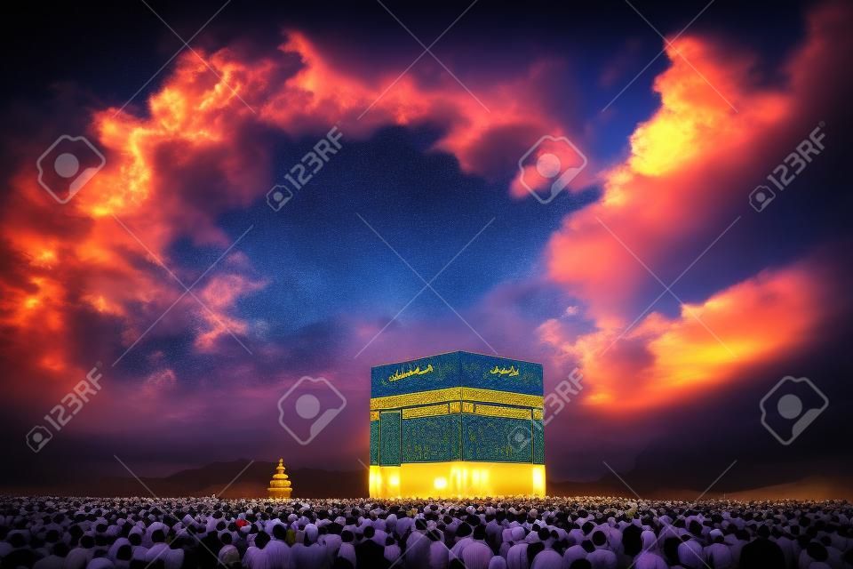 Mecca with dynamic clouds background