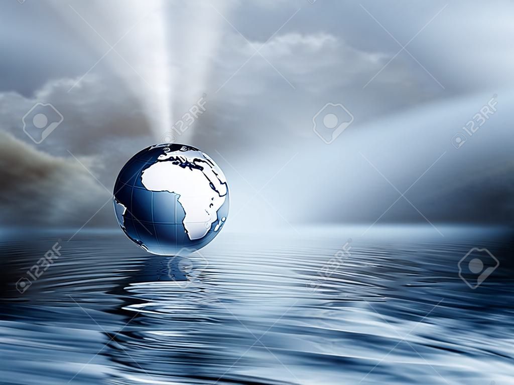 Erde über dem Wasser - Symbol für den Umweltschutz