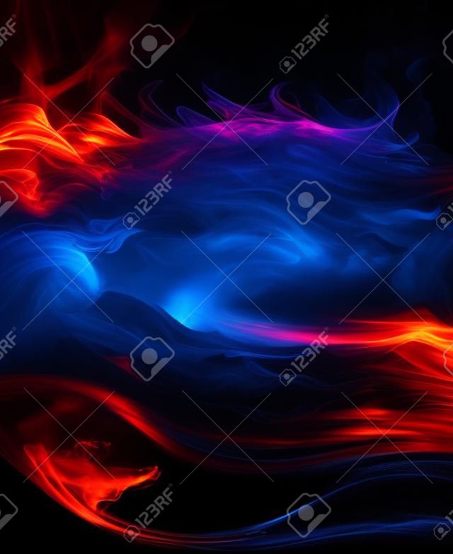 Feuer und Wasser auf einem schwarzen Hintergrund