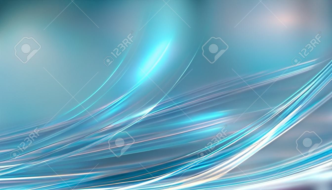 abstrakter blauer Hintergrund mit glatten leuchtenden Linien