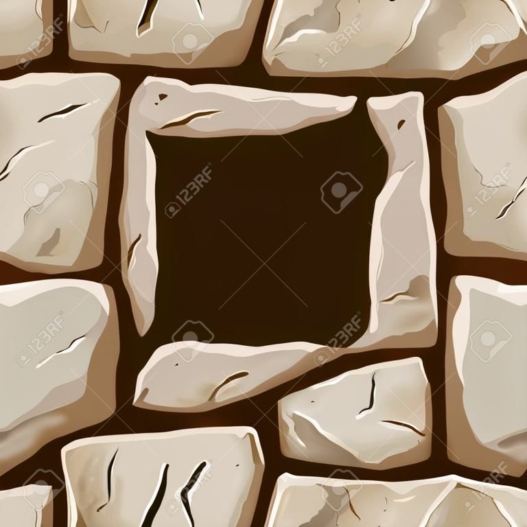 Kwadratowa ramka na prostym kamiennym szwu wzór brązowy
