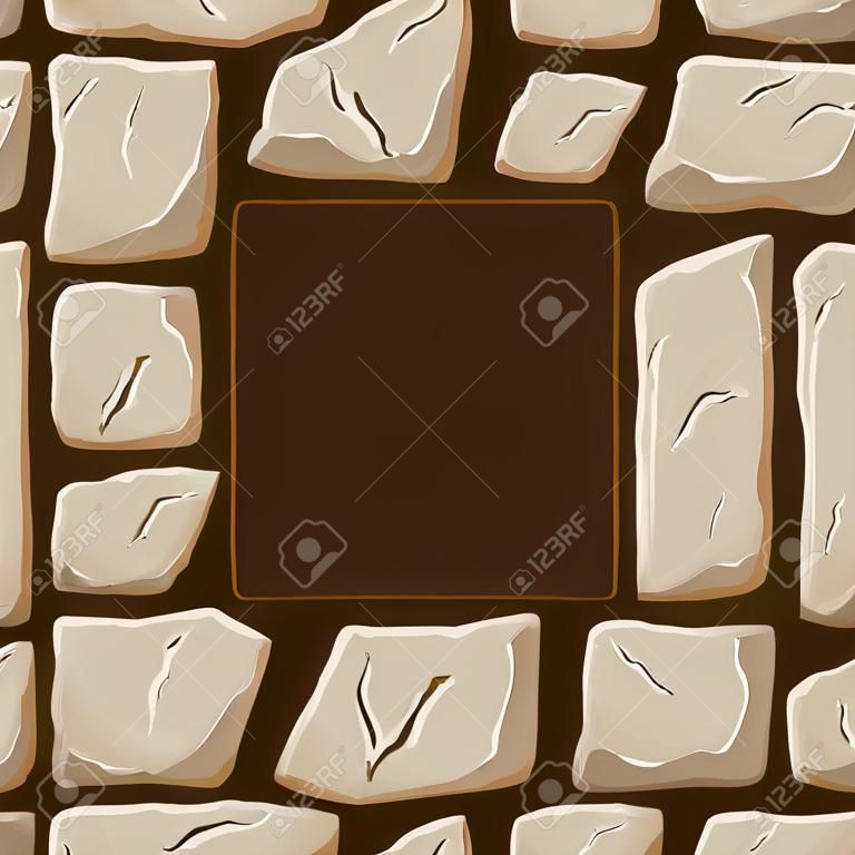 Квадратная рамка на простой коричневый камень бесшовные модели