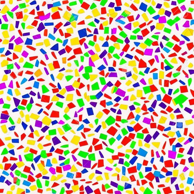 Bezszwowe tło z wieloma kolorowymi drobnymi kawałkami konfetti na białym tle ilustracji wektorowych