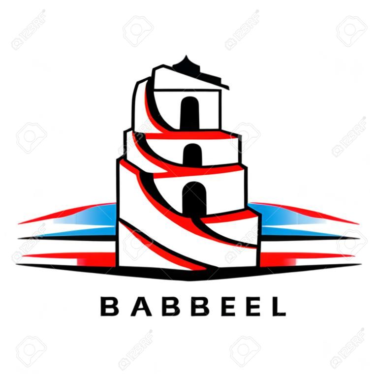 Tour de Babel logo. Vector illustration sur fond blanc. logotype.