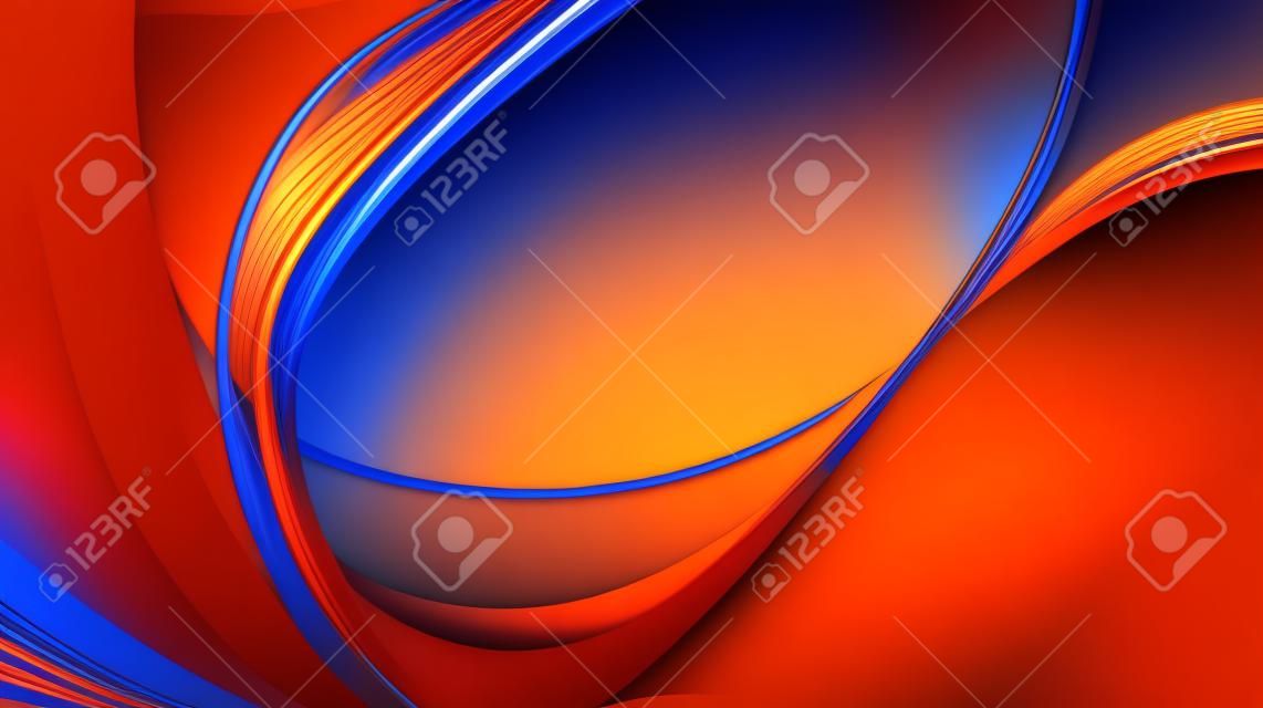 abstract background with smooth lines in orange and blue colors,