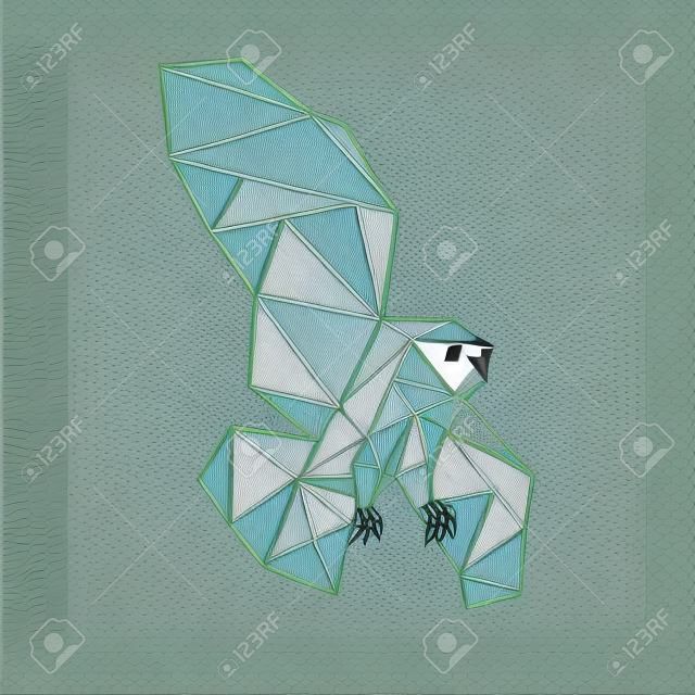 Origami poligonal line style flying owl. Vector illustration.