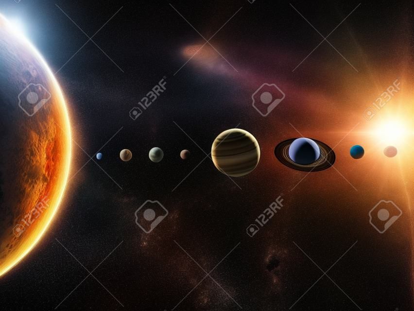 Illustrazione del nostro sistema solare - Mappe di rendering 3D http planetpixelemporium com