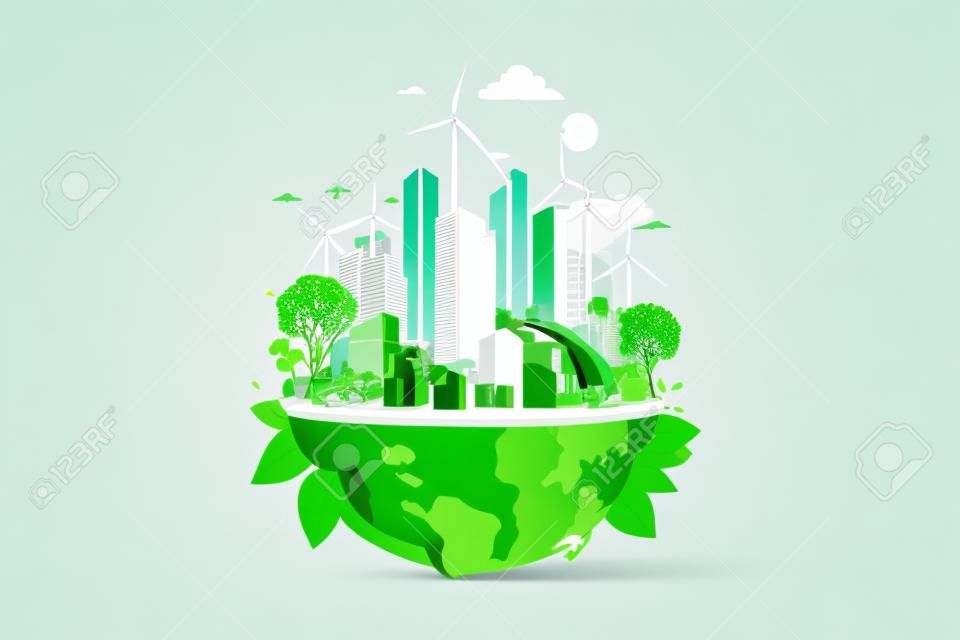 Dit artikel presenteert een visie van een milieuvriendelijke stad die prioriteit geeft aan duurzaam energiebesparing en groen leven. Het artikel maakt gebruik van witte en groene kleuren om een esthetiek te creëren die een schone, duurzame omgeving vertegenwoordigt.